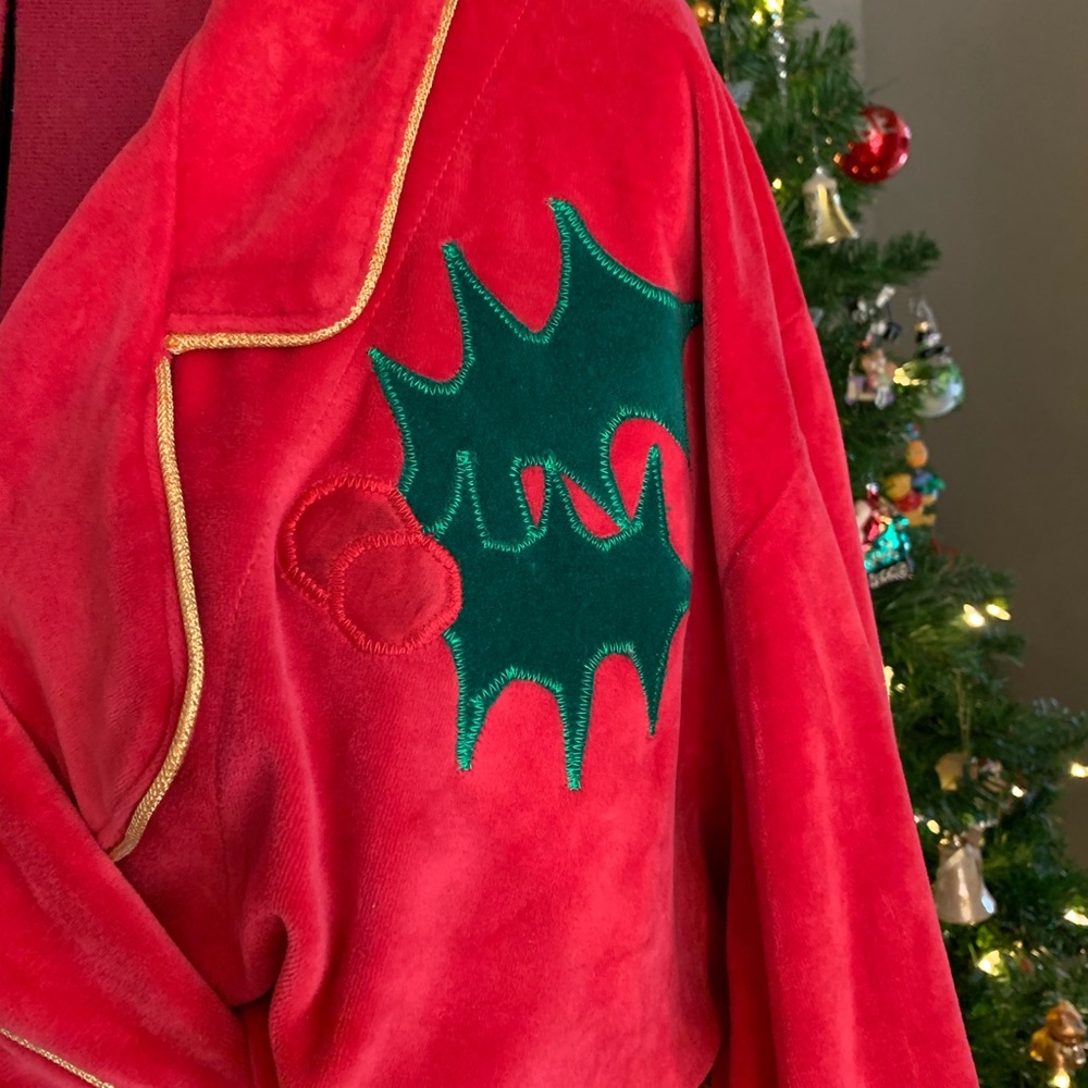 Cottage Christmas Santa Crewel Patchwork 80s - image 6